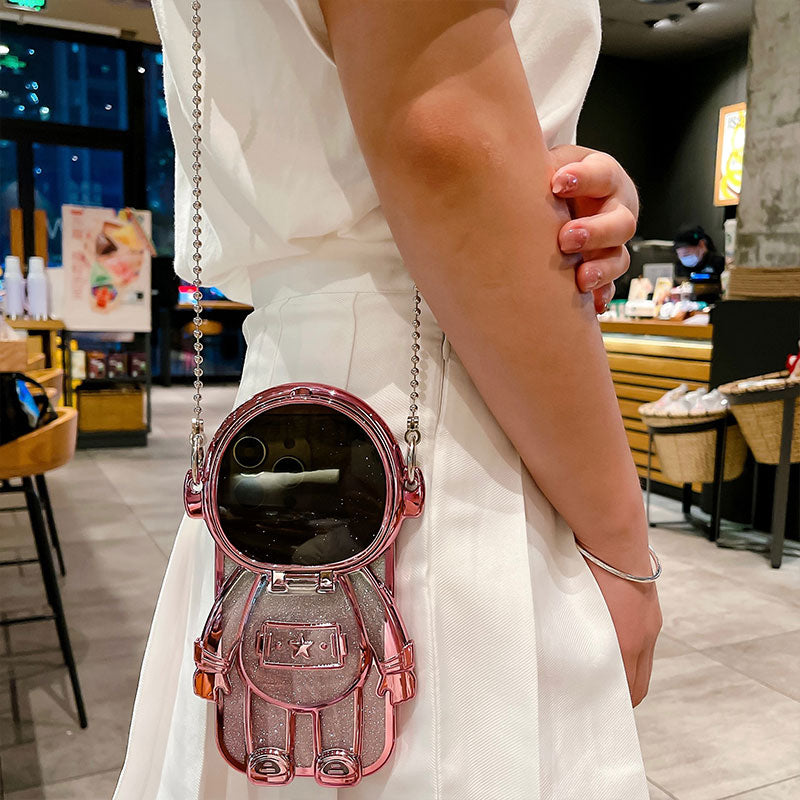Astronaut Holder Messenger Chain Mirror Phone Case