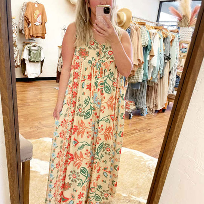 Printed Loose Sleeveless Jumpsuit