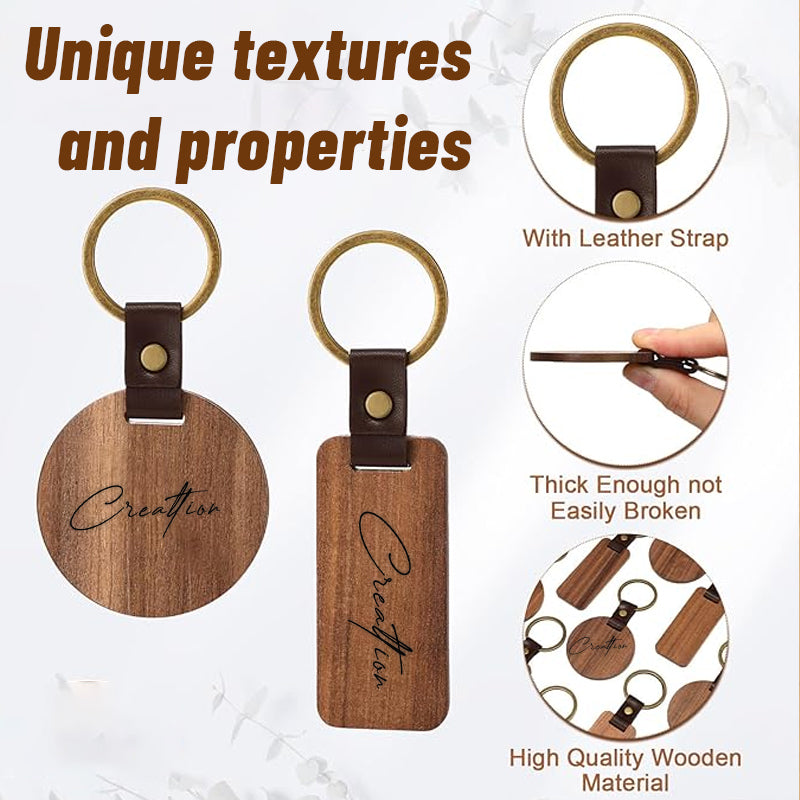 Wooden Leather Key Pendant