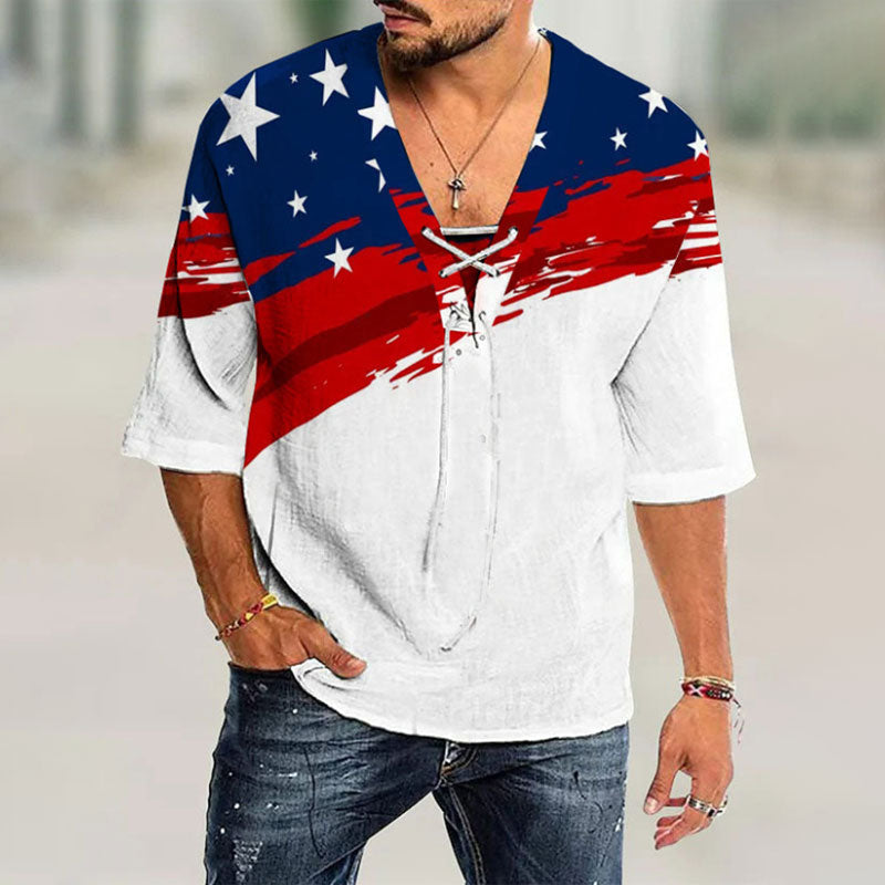 Loose Plus Size Tie Pullover Shirt