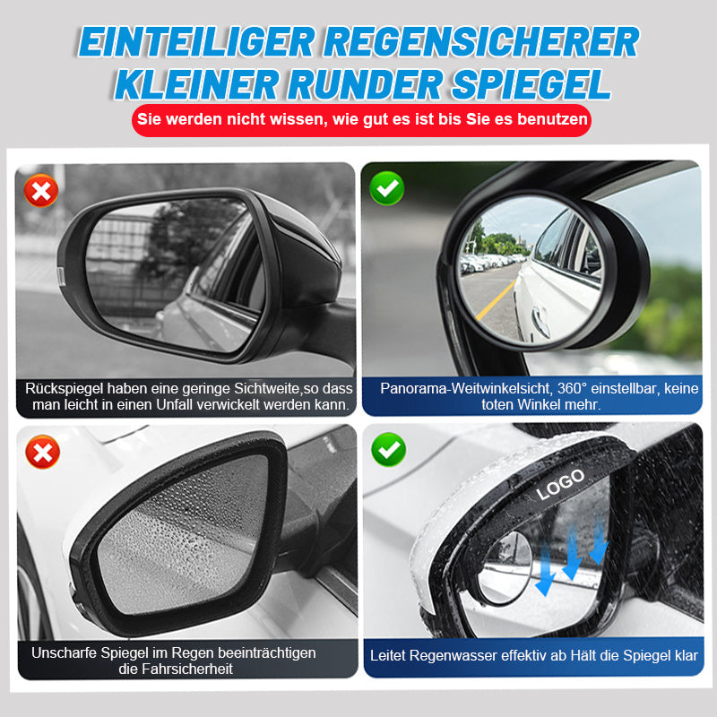 Kleiner runder Rückspiegel mit Regenaugenbrauen（1 Paar）