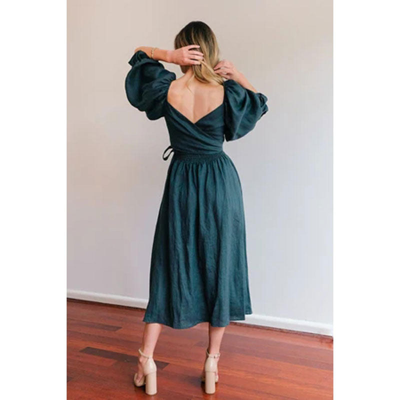 V-Neck Mid-Sleeve Reversible Skirt