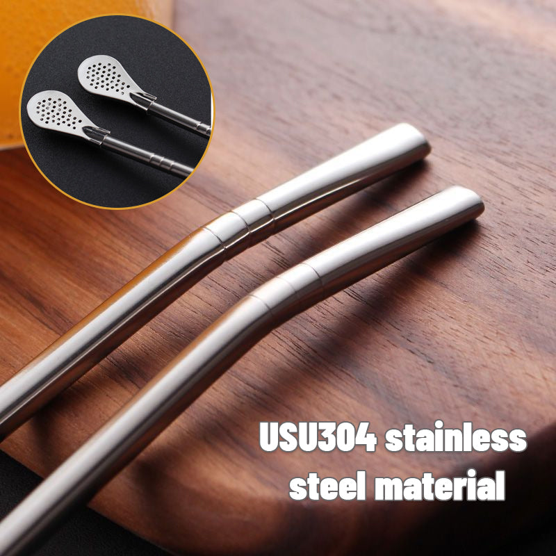 Stainless Steel 2-in-1 Straw Spoon