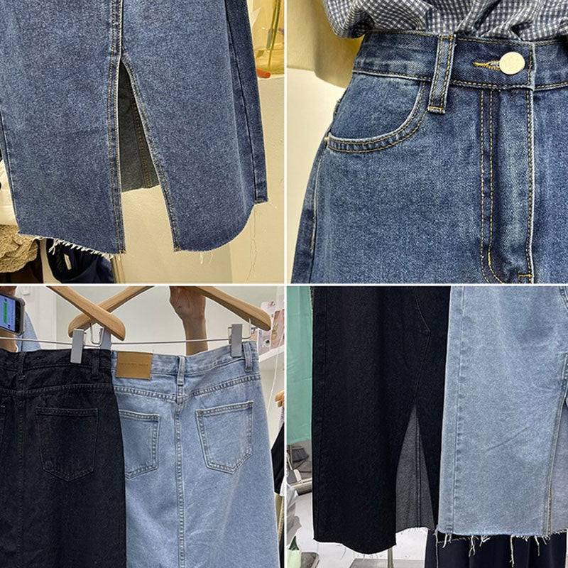 Slit Denim Skirt