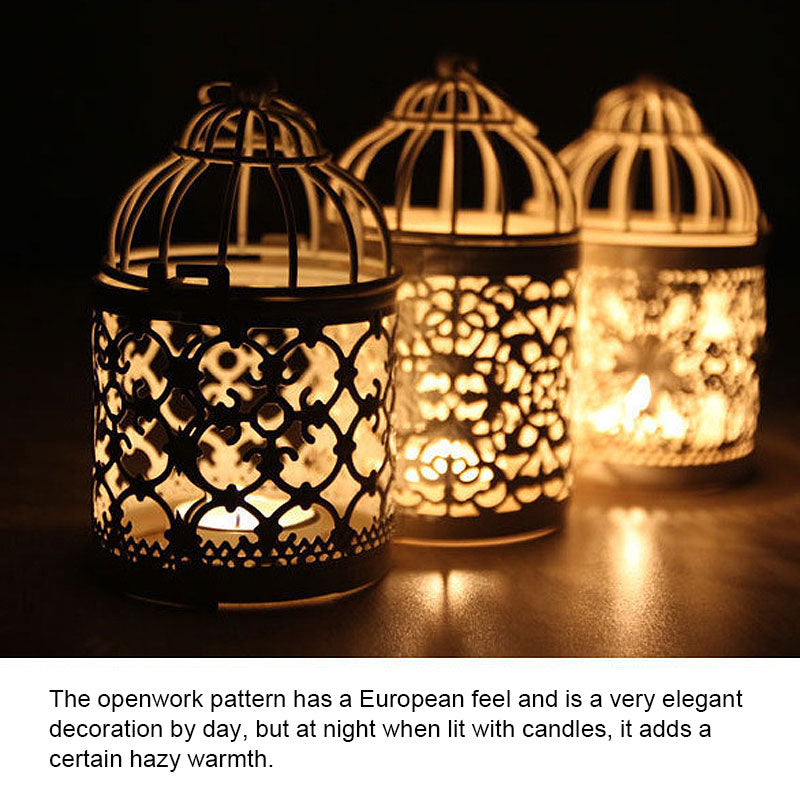 Hollow Bird Cage Candlestick Decorative Ornament