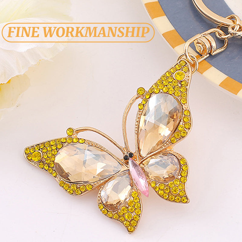 Colorful Diamond Hollow Butterfly Shape Keychain