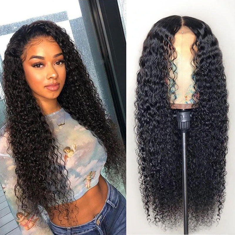 Black Middle Parted Small Curly Long Hair Wig