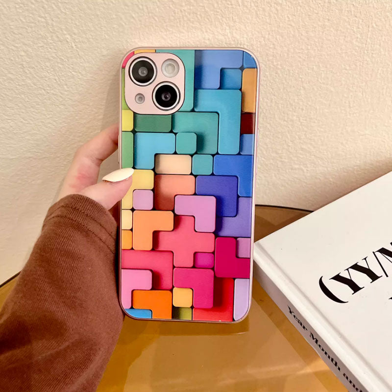 Colored Building Blocks Glass Phone Case
