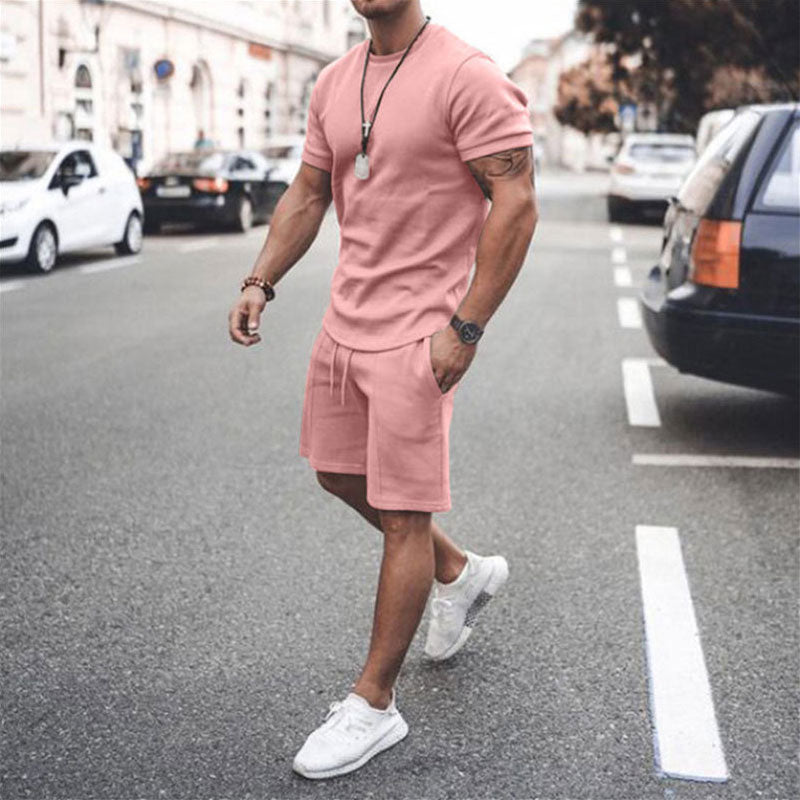 Men's Summer Short Sleeve Shorts Set