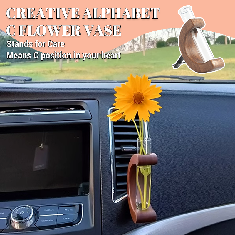 Solid Wood Creative Car Flower Arranger