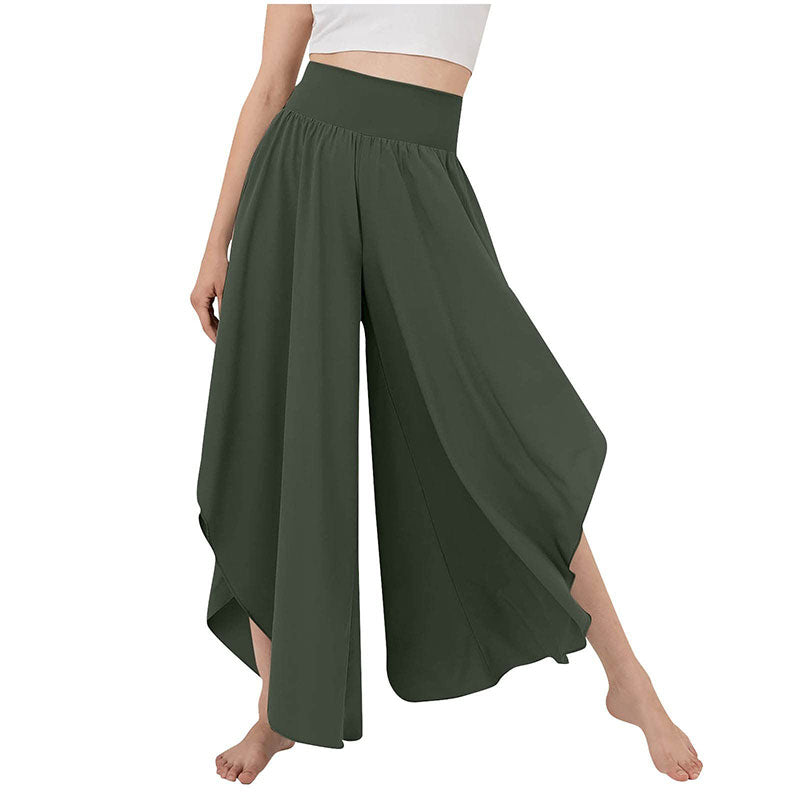 High Waist Ruffled Wide Leg Quick Dry Dance Pants