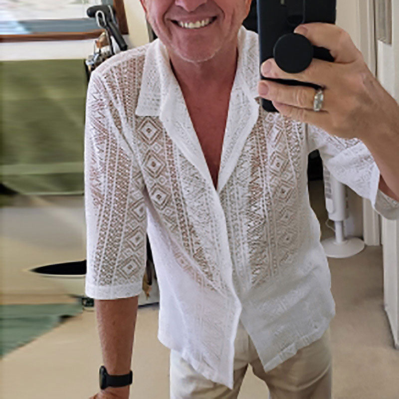 Men'S See-Through Lace Shirt