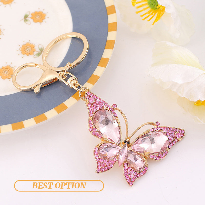 Colorful Diamond Hollow Butterfly Shape Keychain