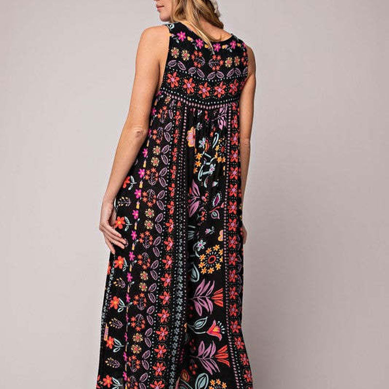 Printed Loose Sleeveless Jumpsuit