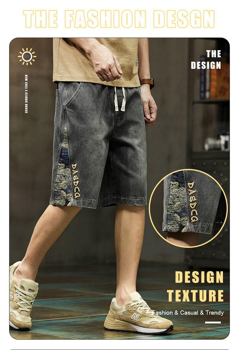 Embroidered Denim Shorts