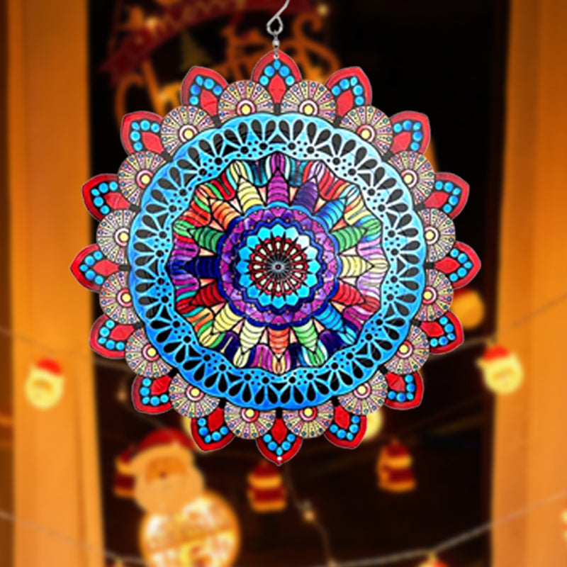 Red Mandala 3d Rotating Pendant