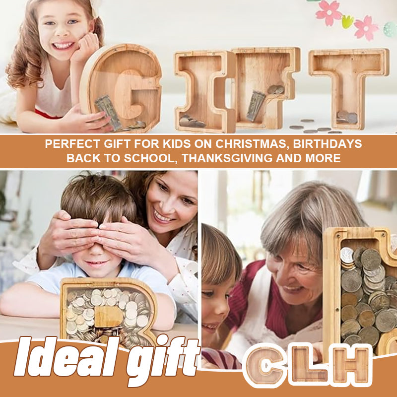 Wooden Letter Piggy Bank-Personalized Savings🌟