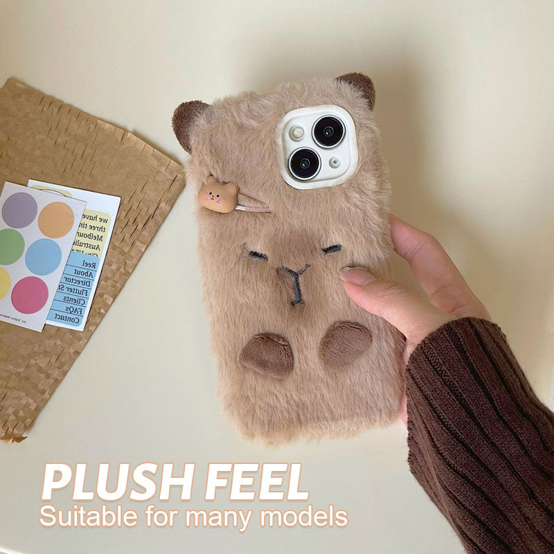 Plush Cute Capybara Phone Case 📱🦙