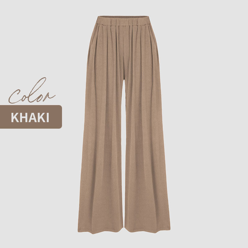 Ladies Elastic Waist Wide Leg Pants