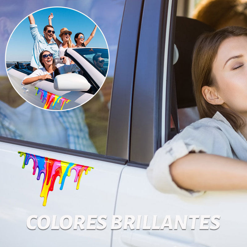Pegatinas Decorativas De Pintura De Color Para Coche/Colorful fluid paint reflective car stickers