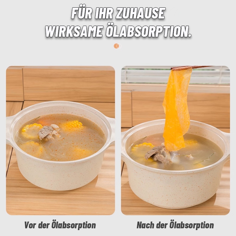 Lebensmittelspezifisches, Ölabsorbierendes Einwegpapier/Food-specific oil-absorbing paper