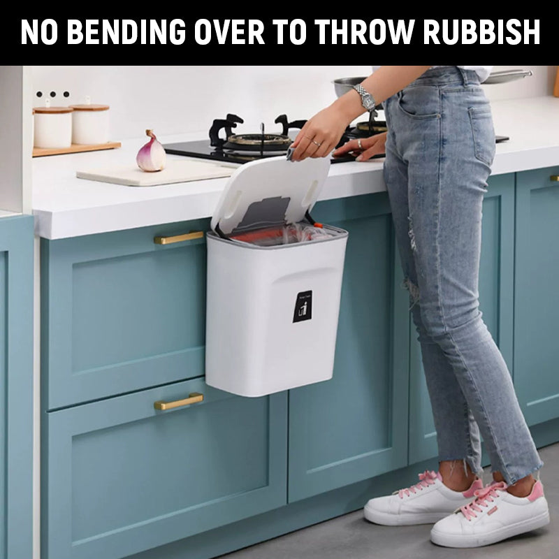 Kitchen Wall-Mounted Trash Can With Lid