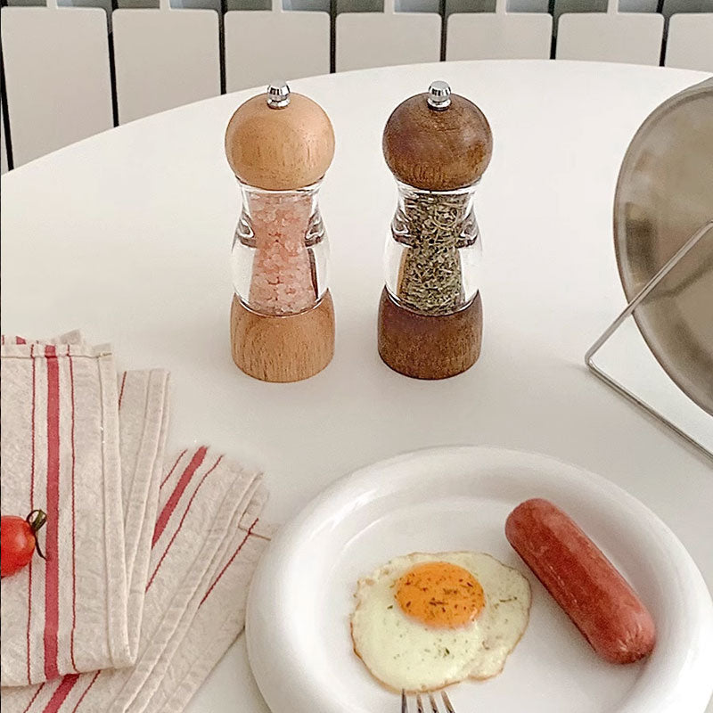 New Rubber Wood Transparent Pepper Grinder