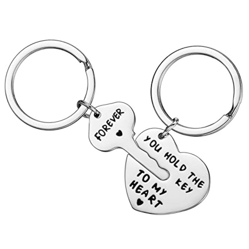 Heart Shape Couple Stainless Steel Keychain