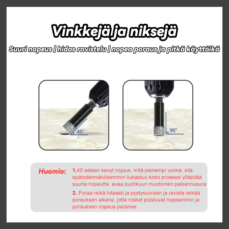 Suuri kuusikulmainen kuivajuottoreiän avaaja