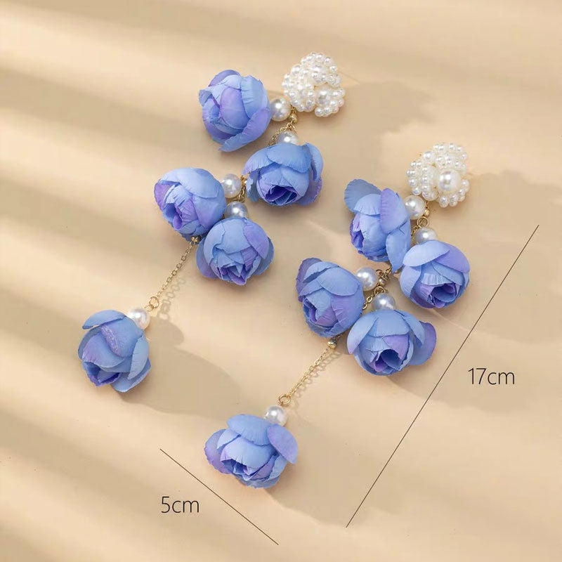 Long Floral Tassel Earrings