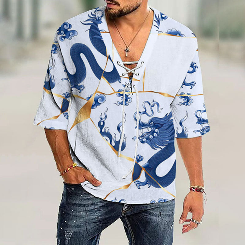 Loose Plus Size Tie Pullover Shirt