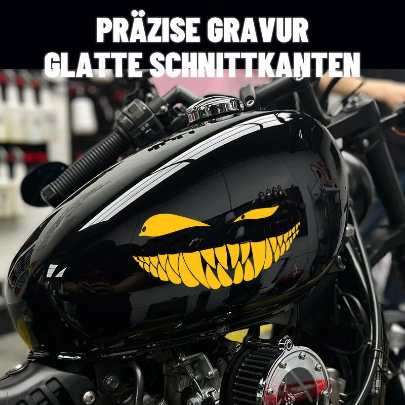 Auto-Aufkleber „Zähne schielen, lächeln“./Teeth squint evil smile sticker