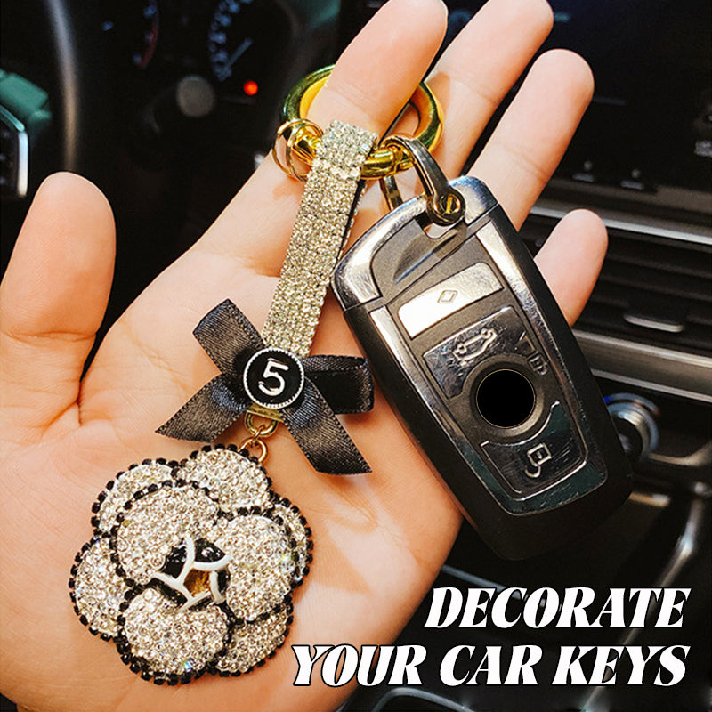 Camellia Diamond Car Keychain
