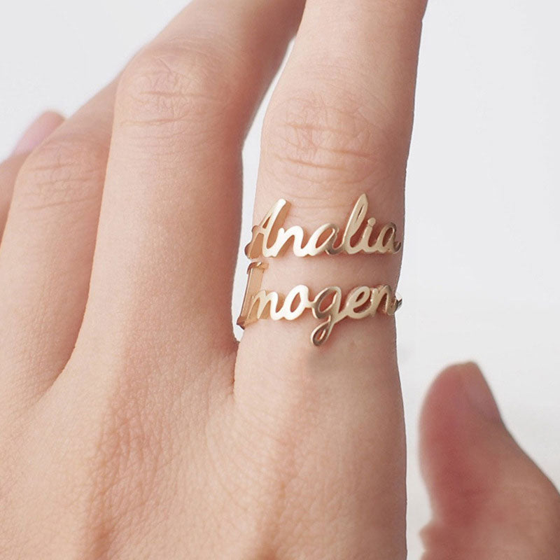 Personalized Double Name Ring