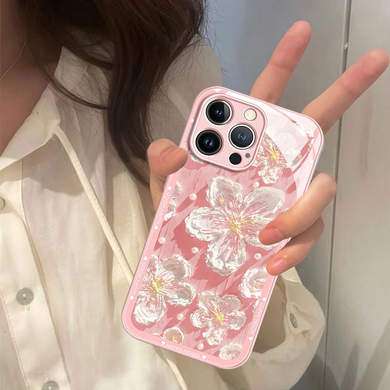 Liquid Glass Oil Painting Flower Mobile Phone Case