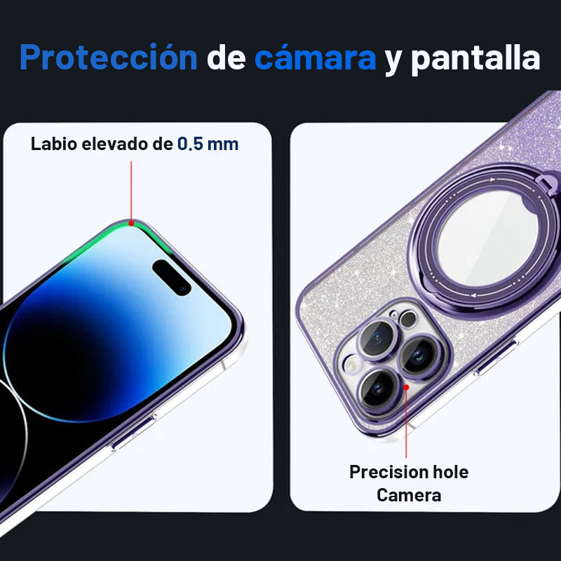 Funda Para Teléfono Móvil Con Soporte Giratorio Magnético Invisible/Invisible magnetic rotating stand mobile phone case