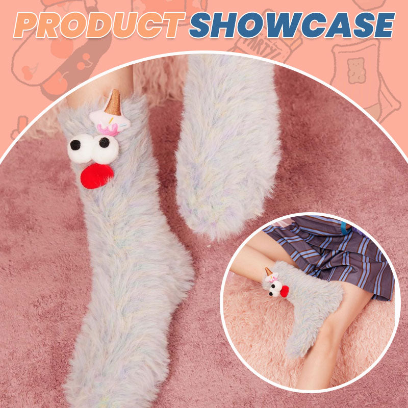 Coral Fleece Cartoon Mid-Calf Socks