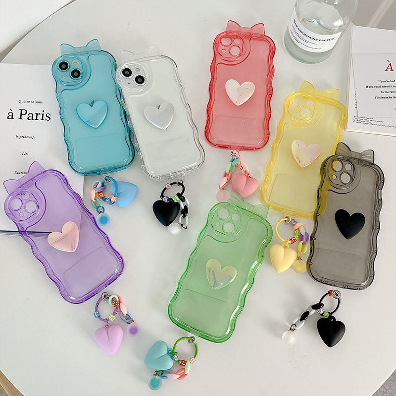 Heart Bow Wave Pattern Mobile Phone Case