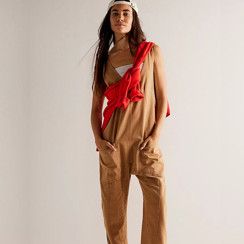 High Roller Denim Jumpsuit With Pockets