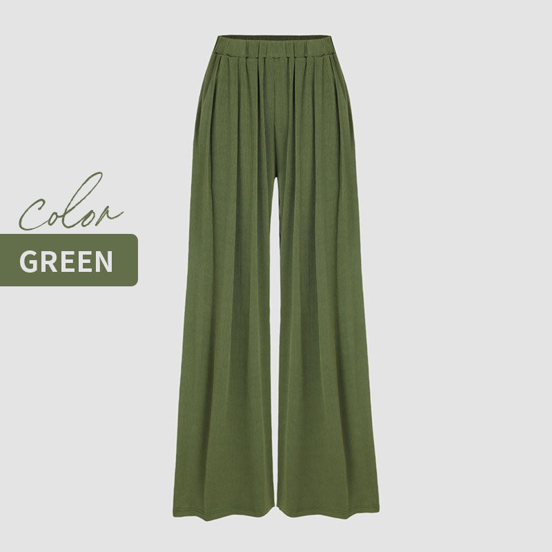 Ladies Elastic Waist Wide Leg Pants