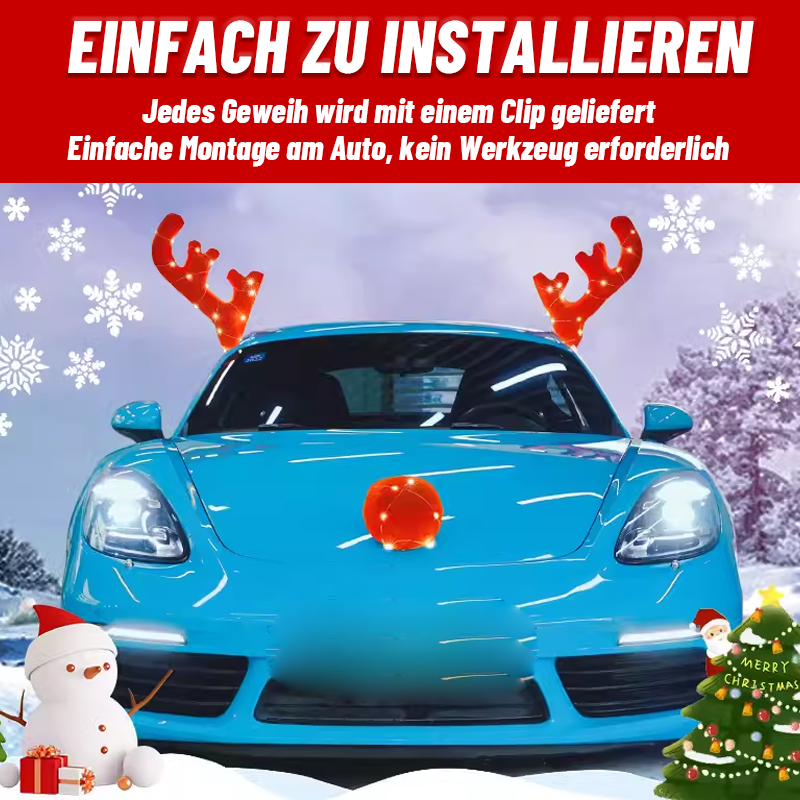 Weihnachtsautogeweih leuchtende Dekoration/Christmas car antlers glowing decoration