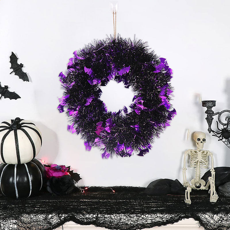 Wreath with Pumpkin Bat Skull