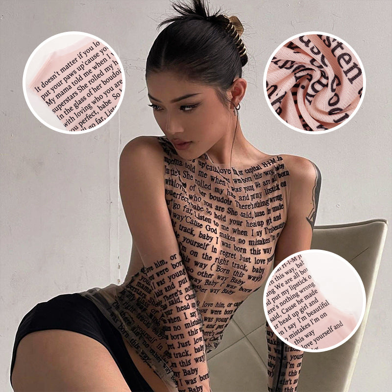 Women's Sleeveless Sheer Mesh Crop Top