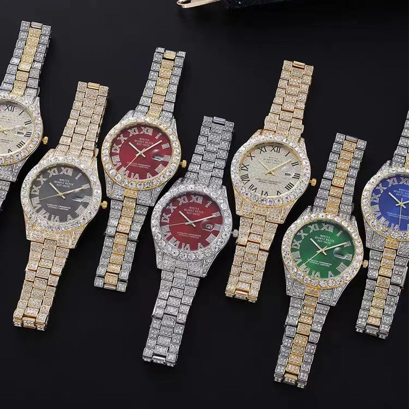 Diamant-Herrenuhr/Diamond-set Gypsophila quartz watch