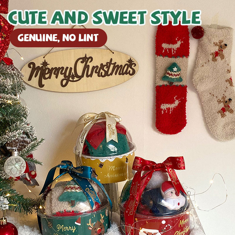 Cute Christmas Coral Fleece Socks