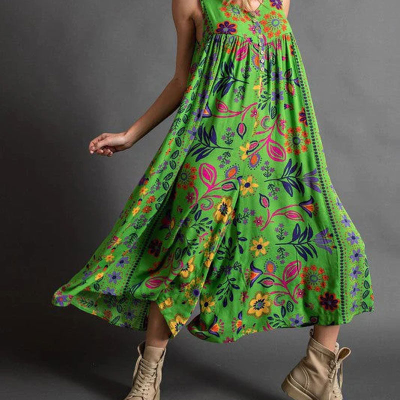 Printed Loose Sleeveless Jumpsuit