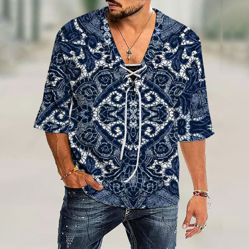 Loose Plus Size Tie Pullover Shirt