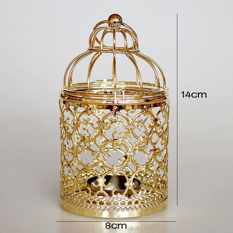 Hollow Bird Cage Candlestick Decorative Ornament