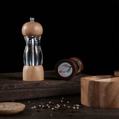 New Rubber Wood Transparent Pepper Grinder