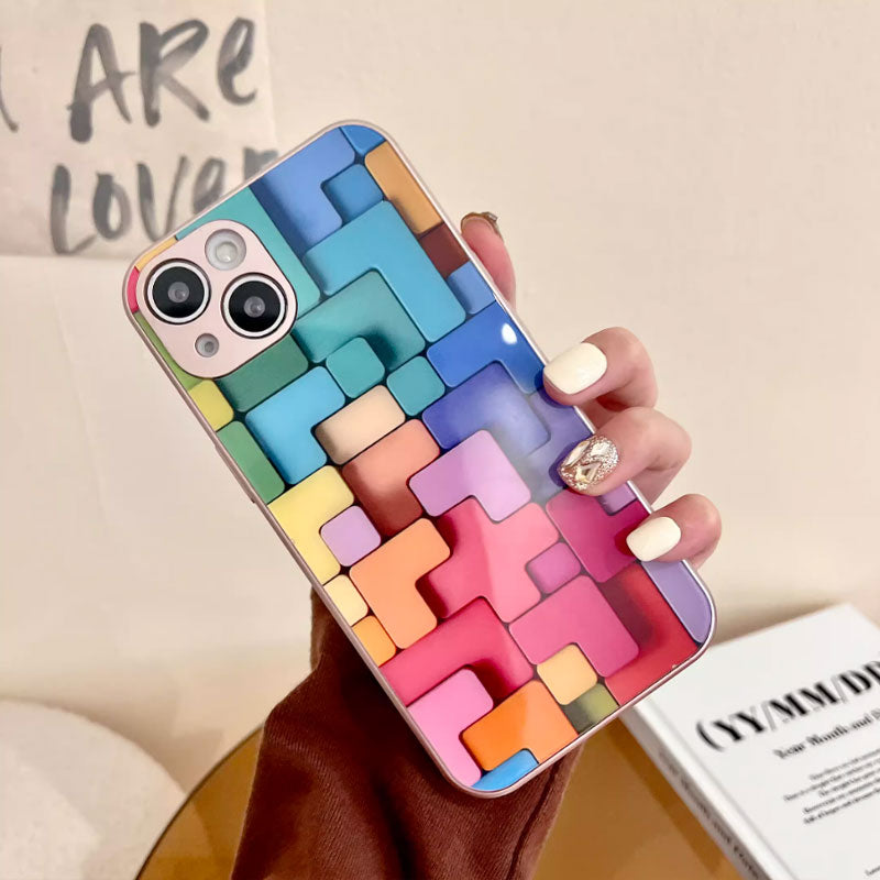 Colored Building Blocks Glass Phone Case